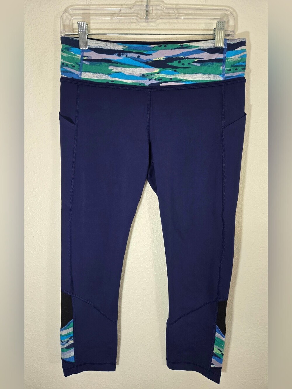 Lululemon Pace Rival Crop Leggings Hero Blue/Seven Wonders Multi Yoga Gym, 8
